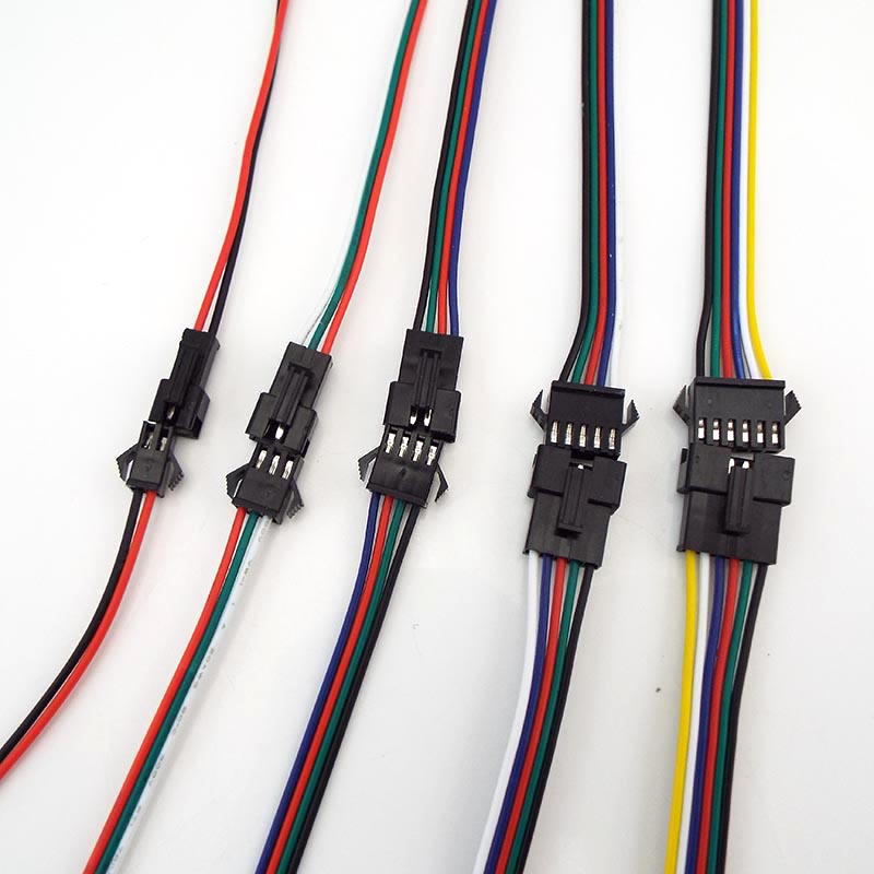 10 Cặp Dây Cáp Nối Nguồn 22 awg 80c 300v 3528 5050 rgb rgbw Chuyển Đổi sm jst male Sang female 2p 3p 4p 5p 6p
