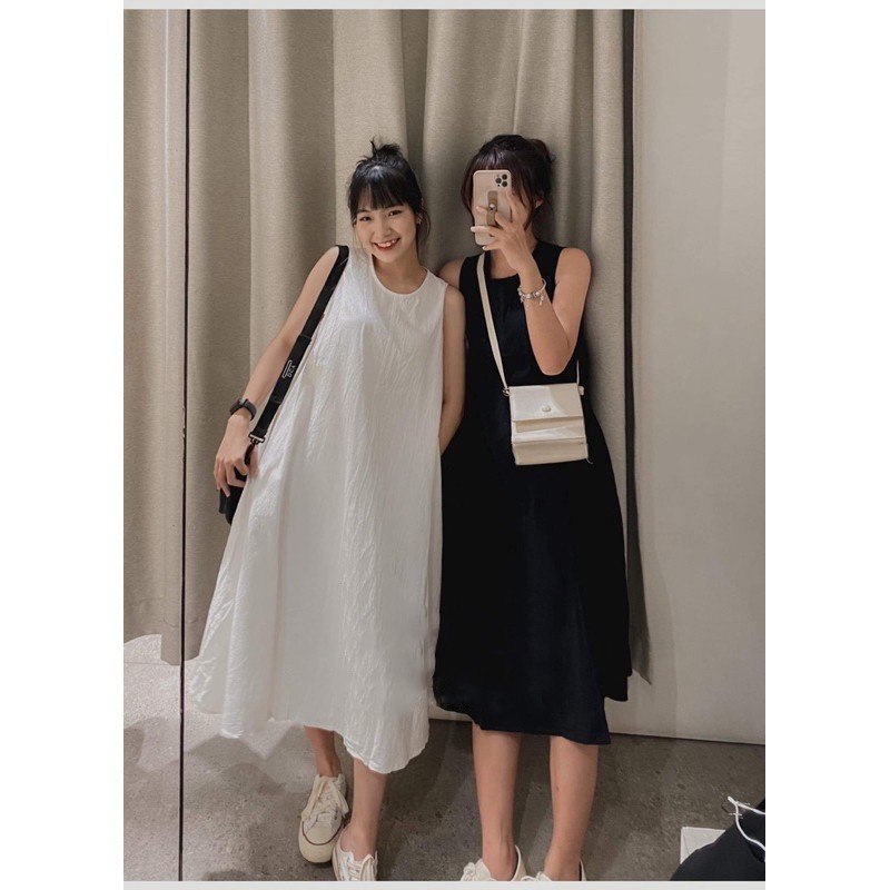 Váy 2 dây dáng suông chất đũi form rộng maxi , Đầm 3 lỗ trơn trắng đen be xanh dài (video/ảnh thật) | BigBuy360 - bigbuy360.vn