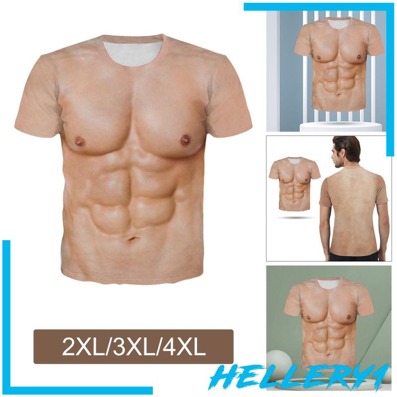 [Hellery1] Áo Thun Nam Nữ Tay Ngắn In Hình Cơ Bắp 3D