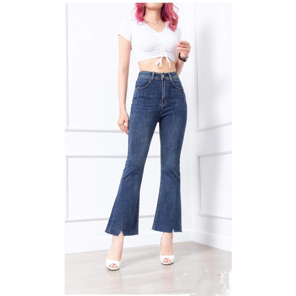 (50-90kg) Quần jean ống loe bigsize-Jean lưng cao co giãn 4 chiều | BigBuy360 - bigbuy360.vn