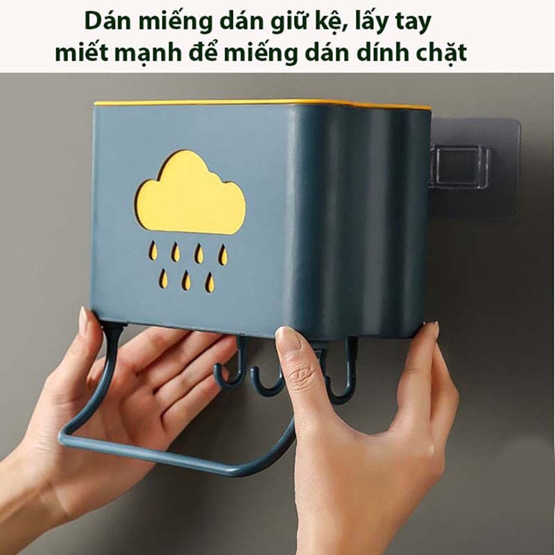 Ống đựng đũa dán tường hình đám mây tiện dụng, Hũ đựng đũa nhà bếp không cần khoan tường