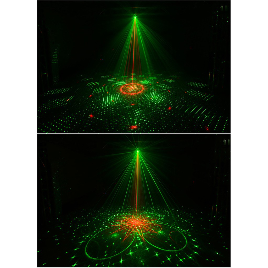 Đèn Laser CẢM BIẾN NHẠC thông minh thay đổi hiệu ứng theo nhạc, Hiệu ứng cực bay, Mua đèn tặng kính LED