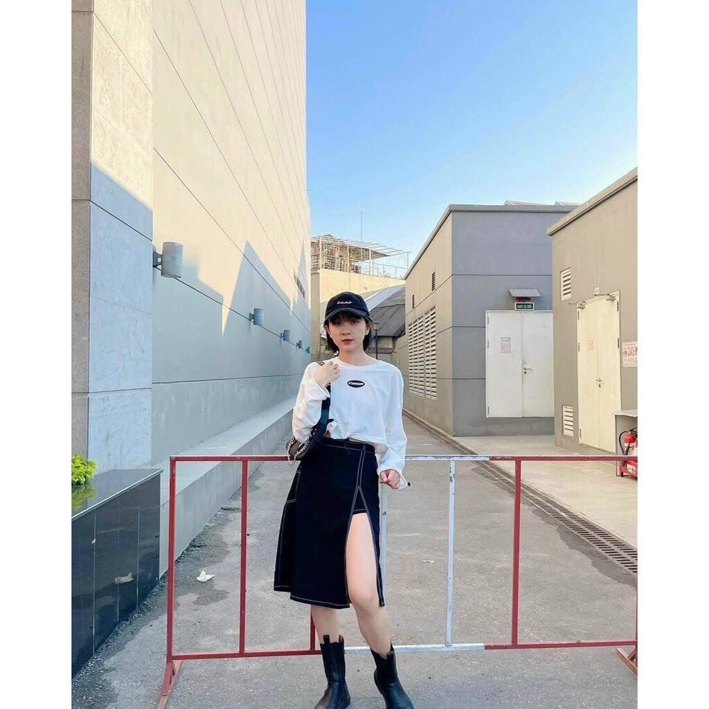 Chân váy hyon skirt dáng dài - chân váy xẻ suông lưng thun co dãn Nano Ulzzang | BigBuy360 - bigbuy360.vn