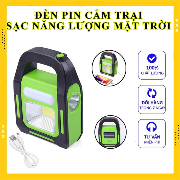 Đèn pin năng lượng mặt trời xách tay siêu sáng 4 trong 1 Hurry Bolt cắm trại dã ngoại tiện dụng