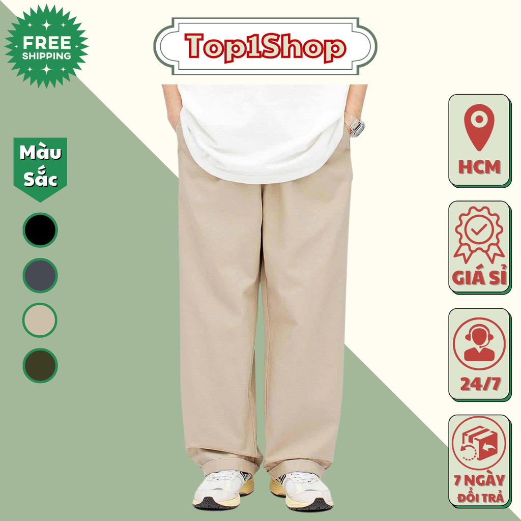 Quần Kaki Nam Baggy Ống Rộng Dáng Suông Basic Unisex P3