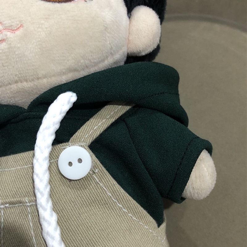 Set hoddie yếm - áo hoddie xanh rêu đậm 15-20cm