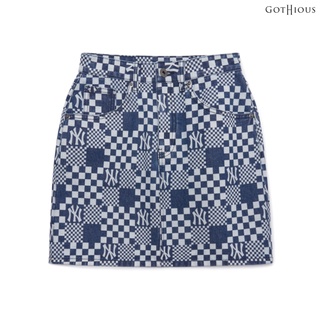 [CHÍNH HÃNG] Chân váy MLB Women's Checkerboard Print Denim New York Yankees