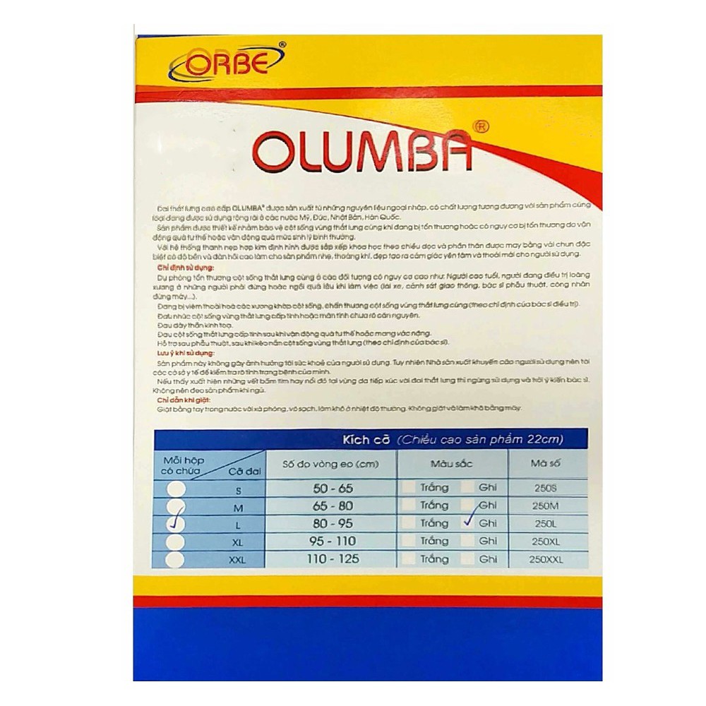 [Flash Sale] [Olumba Orbe] Đai Lưng Cột Sống Chống Thoát Vị, Thoái hóa, Đau Lưng - Giá Ưu Đãi 2019