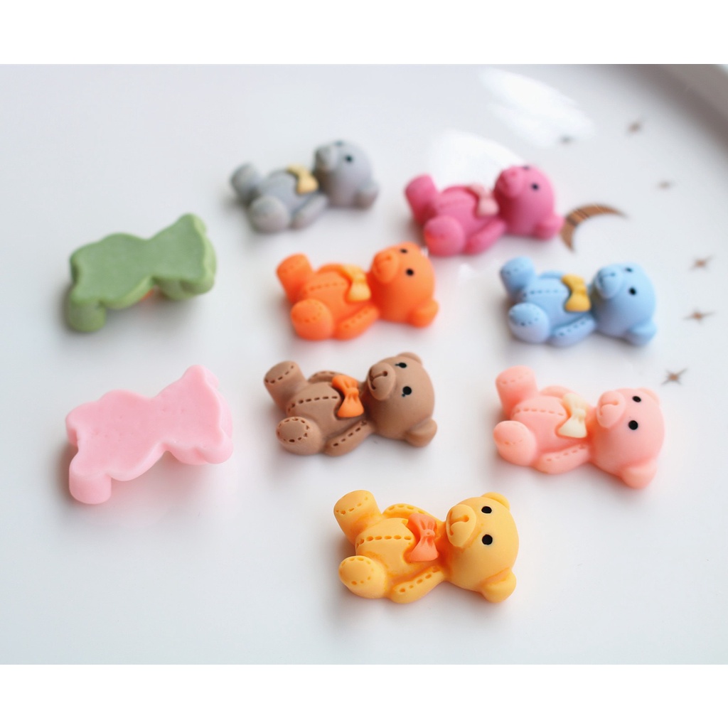 Charm (C416) slime/ Dụng Cụ Charm Trang Trí [Ko Keo &amp; Nút] Chú Gấu Teddy Nhiều Màu Sắc - Giá 1 Charm