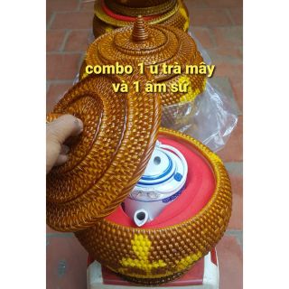 Ấm ủ trà kèm ấm sứ bát tràng 1,5 lít