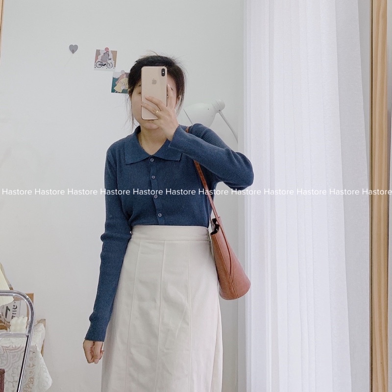 Áo len cài cúc cổ polo xuất Hàn