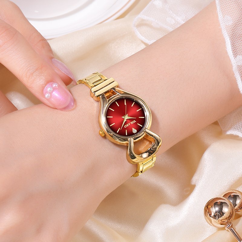 Đồng Hồ Quartz Nữ Dây Lưới Thép Không Gỉ Mạ Vàng Thời Trang