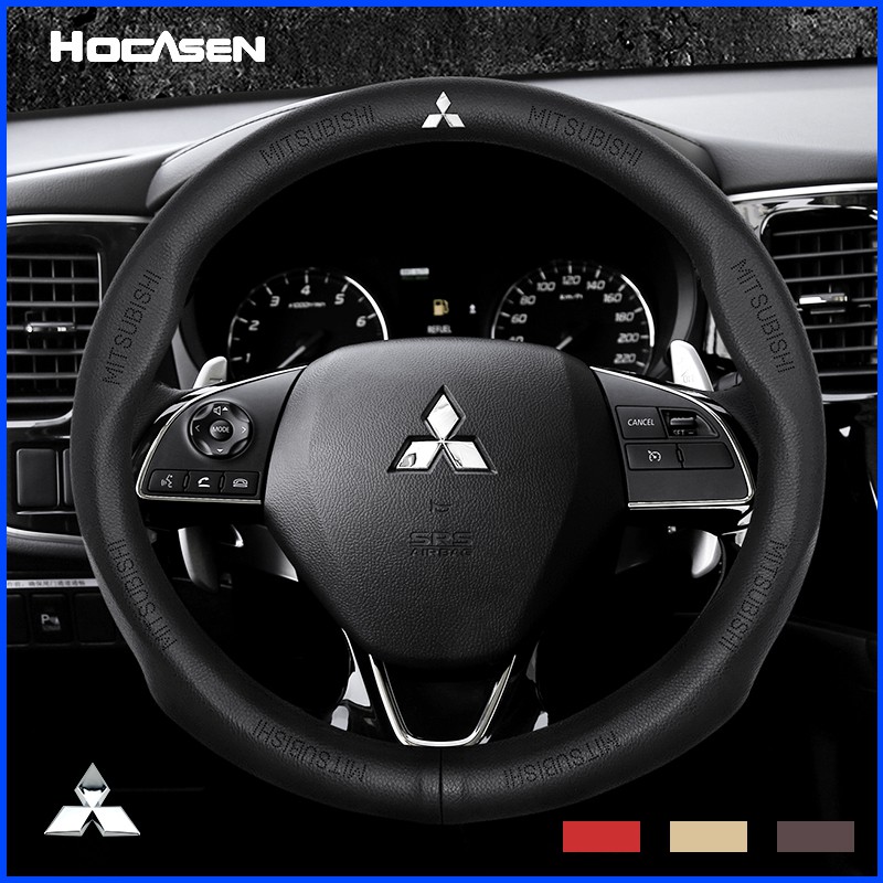 Vỏ bọc vô lăng Mitsubishi da bò thật dành cho xe Pajero Outlanger ASX Triton Xpander Montero Attrage Triton Lancer evo Mirage