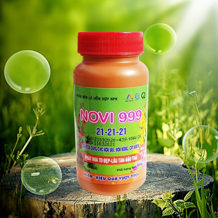 Phân bón lá NOVI 21-21-21 giúp hoa lâu tàn, phát hoa dài, cánh hoa dày 100gr