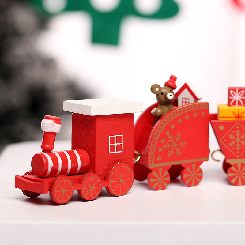 Phụ kiện đoàn tàu hỏa trang trí Giáng sinh bằng gỗ bắt mắt độc đáo