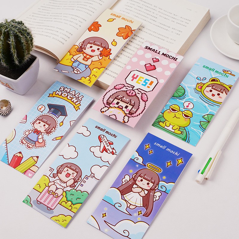 Peach 6Pcs Small potato cute cartoon girl PET sticker bag Journal Scrapbook Decor Sticker