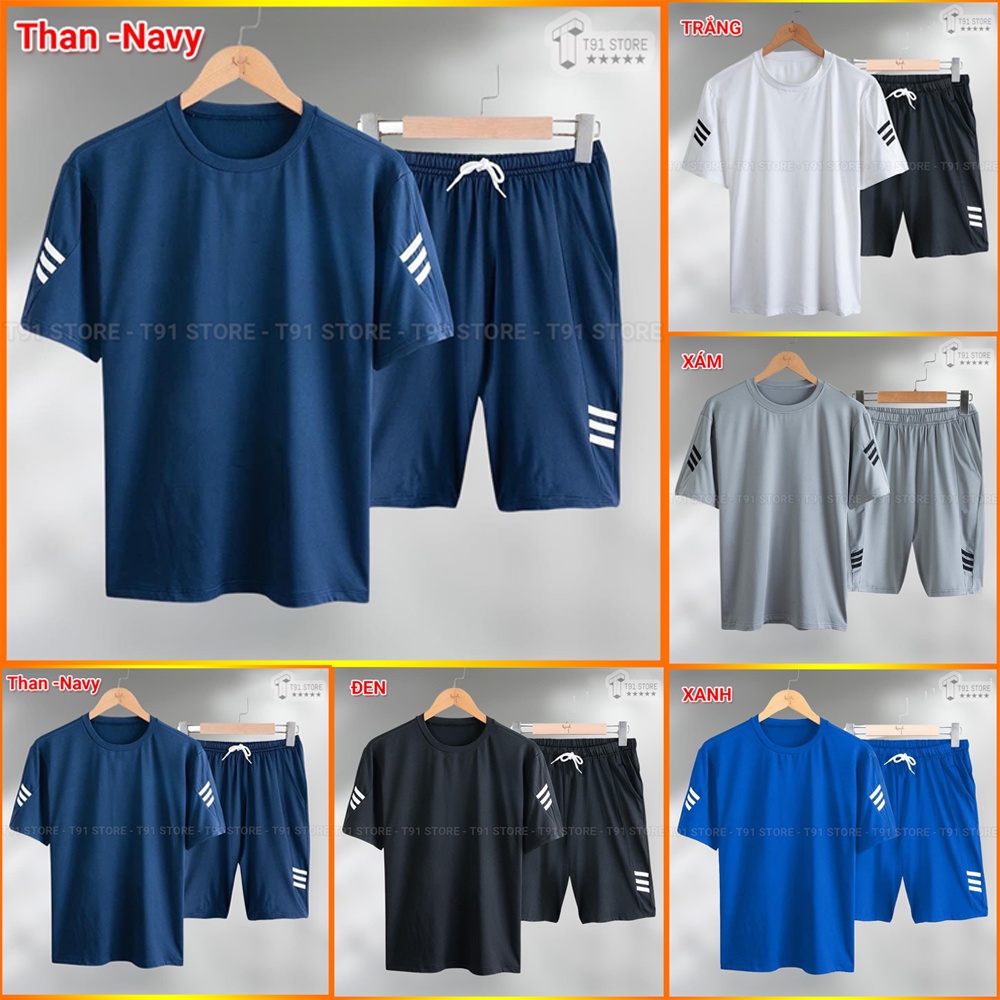 [SỈ SLL] Bộ thể thao cộc tay chất liệu thun co giãn FREESHIP Quần áo mùa hè 5 màu - 5 size M đến 3XL phù hợp mọi người