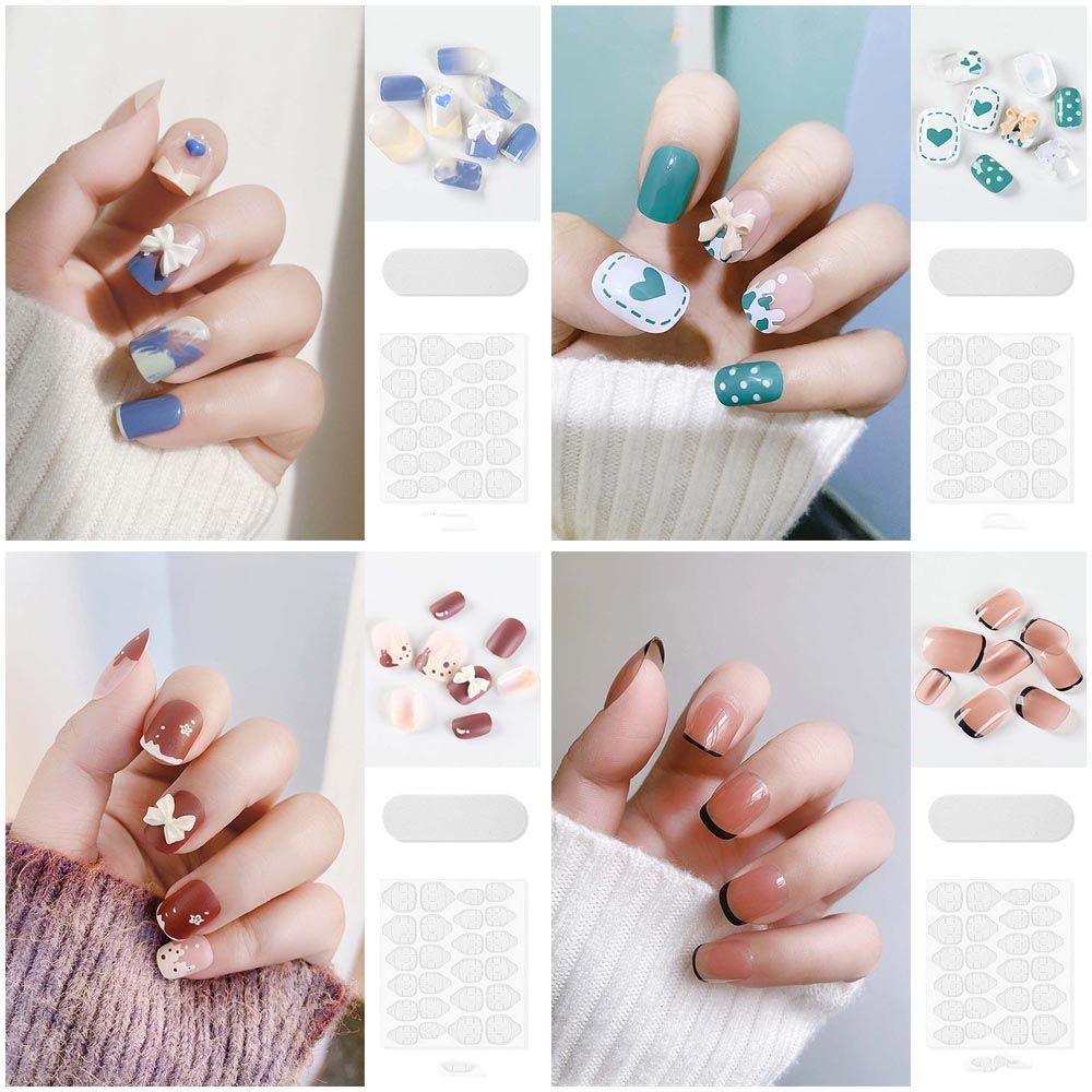 Móng Tay Giả Dài Trang Trí Hình Bướm Xinh Xắn Cho Nữ