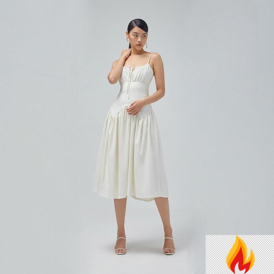 DEAR JOSÉ - Đầm dài hai dây A True Love Kiss vải linen trắng -mjk8