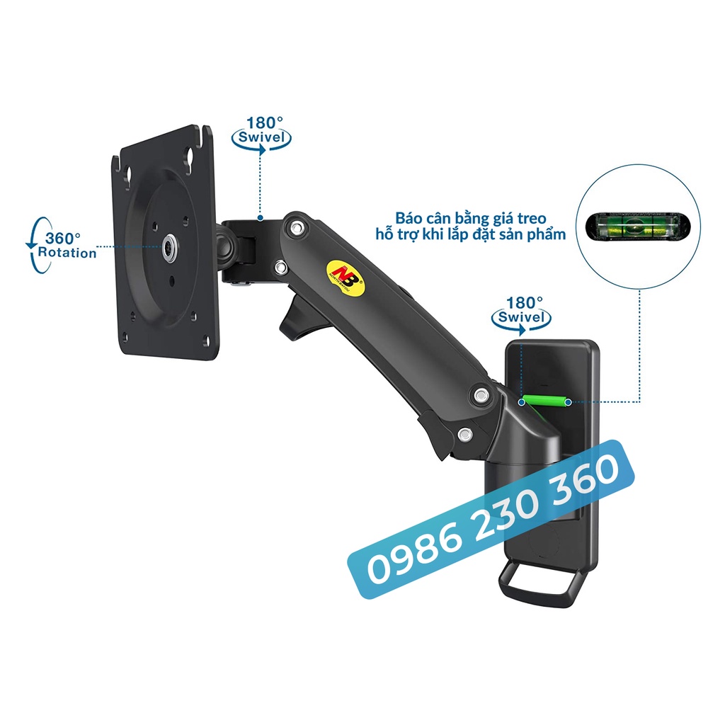 Giá Treo Màn Hình NB-F120 Hỗ Trợ Màn 17 - 27 Inch - Lắp Đặt Treo Tường Tùy Chỉnh Đa Năng - Xoay Màn 360 Độ