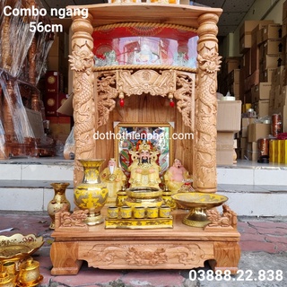 Combo bộ bàn thờ thần tài ông địa gỗ xoan ngang 56cm mẫu mới