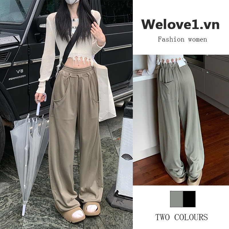 Quần Kaki Ống Rộng Lưng Cao Phong Cách retro Mới