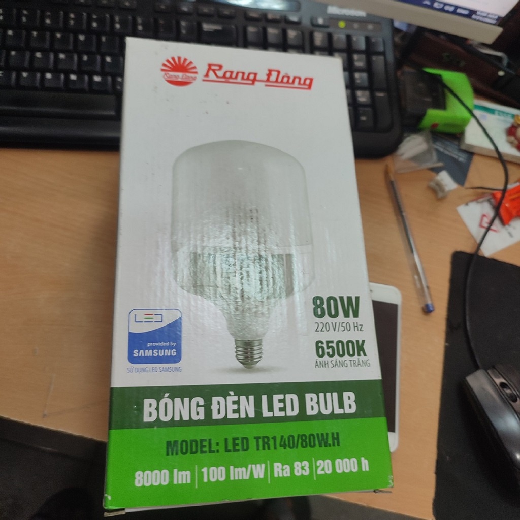 Bóng đèn led búp trụ 80W Rạng Đông thân nhôm tản nhiệt tốt