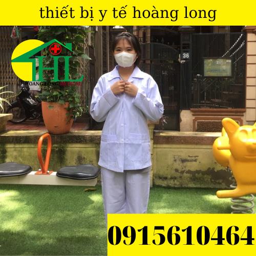 Bộ Quần Áo Blouse (Blue) Y Tá Nữ Dài Tay Dáng Ngắn
