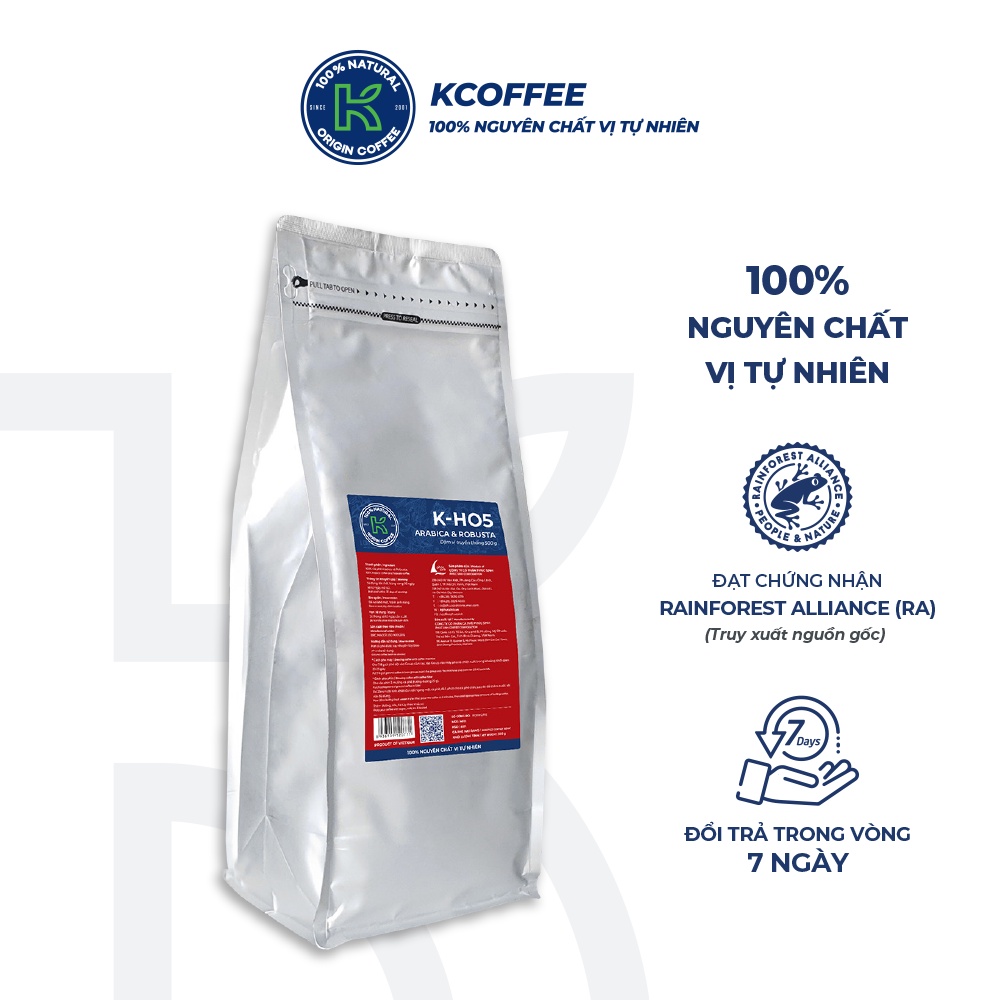 Cà phê nguyên chất xuất khẩu KHO5 500g thương hiệu K COFFEE