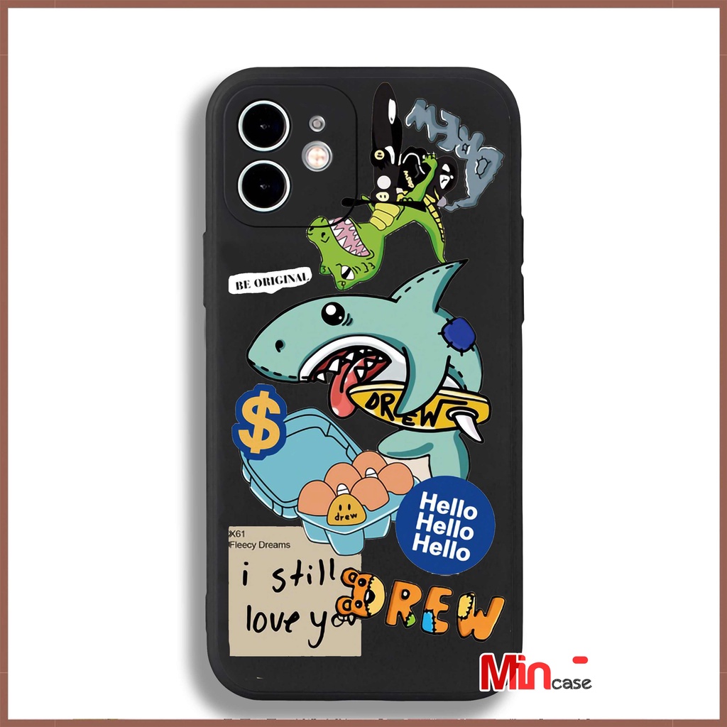 Ốp lưng iPhone Drew cá mập cạnh viền vuông silicon mềm dẻo bảo vệ camera cho iphone 6/6s/7/8/X/XS/XR/11/12/13 Pro Plus M