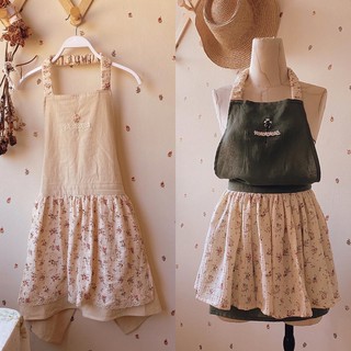 Tạp dề linen thêu hoa Vụng Về - 0303studio ✿ - bản 3