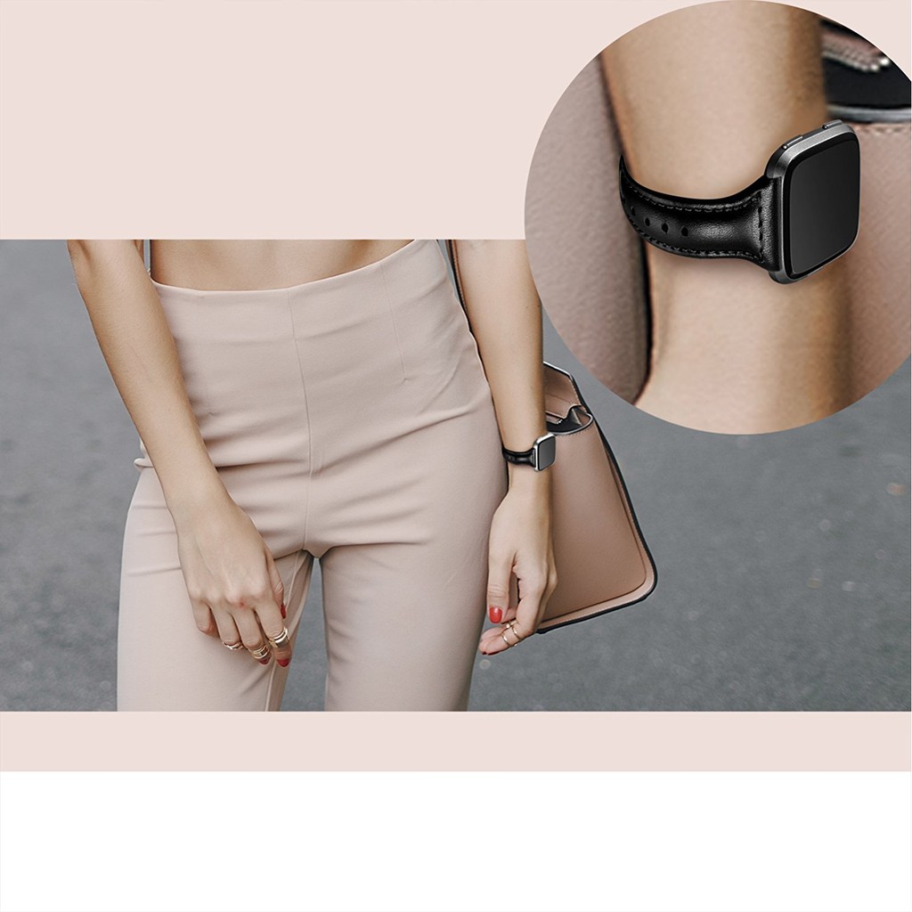 Dây da mỏng thay thế cho đồng hồ thông minh Fitbit Versa