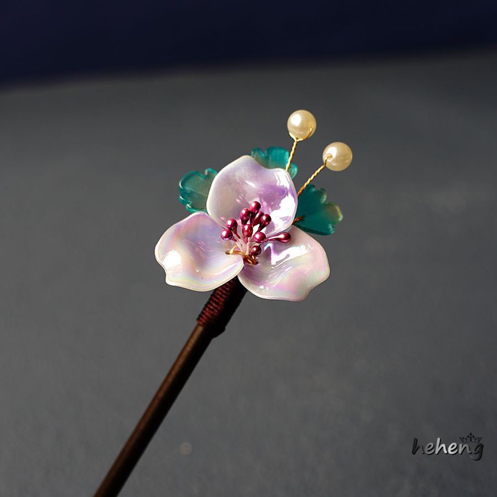 Trâm Cài Tóc Bằng Gỗ Hình Bông Hoa Thời Trang 18cm