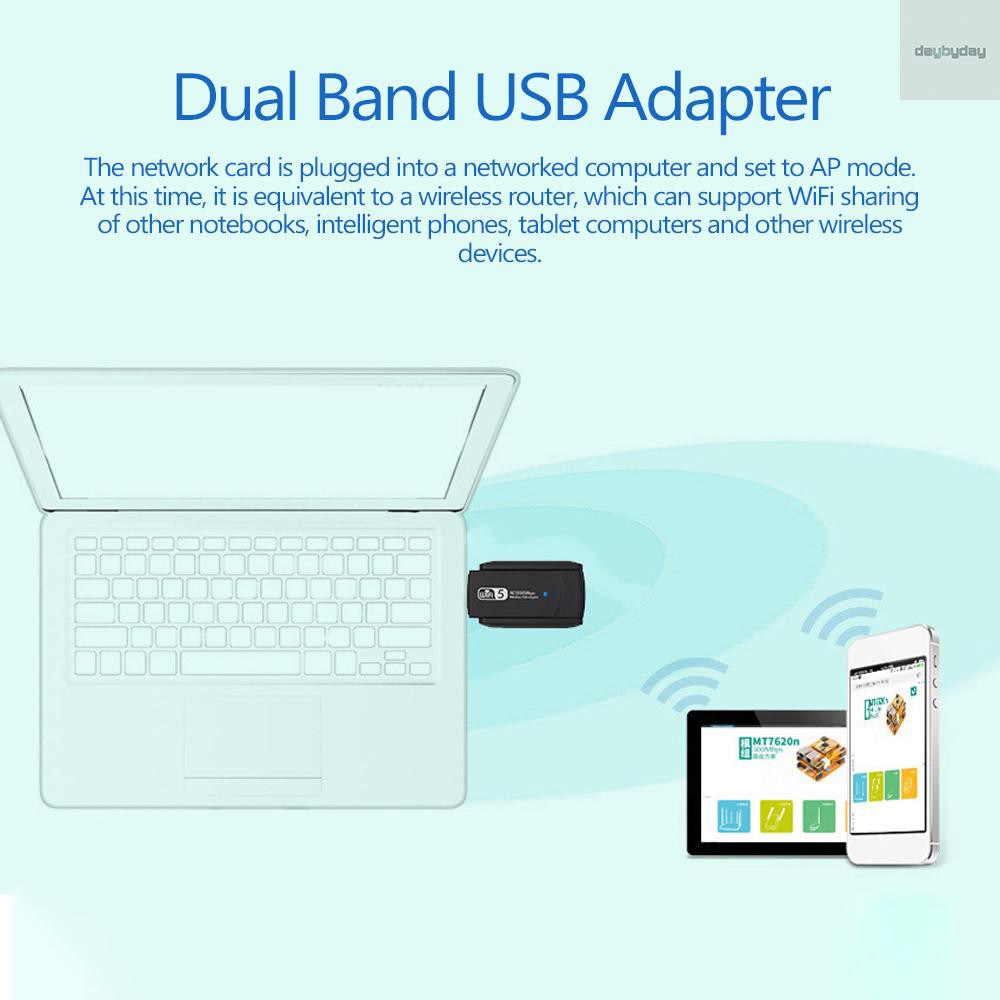 Bộ kết nối mạng USB băng tần kép 1200mbps 2.4g 5g