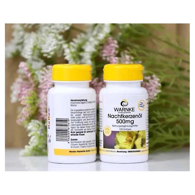Tinh dầu hoa anh thảo Đức Warnke Nachtkerzenol 500mg - 100 viên, làm đẹp da tóc, cân bằng nội tiết tố