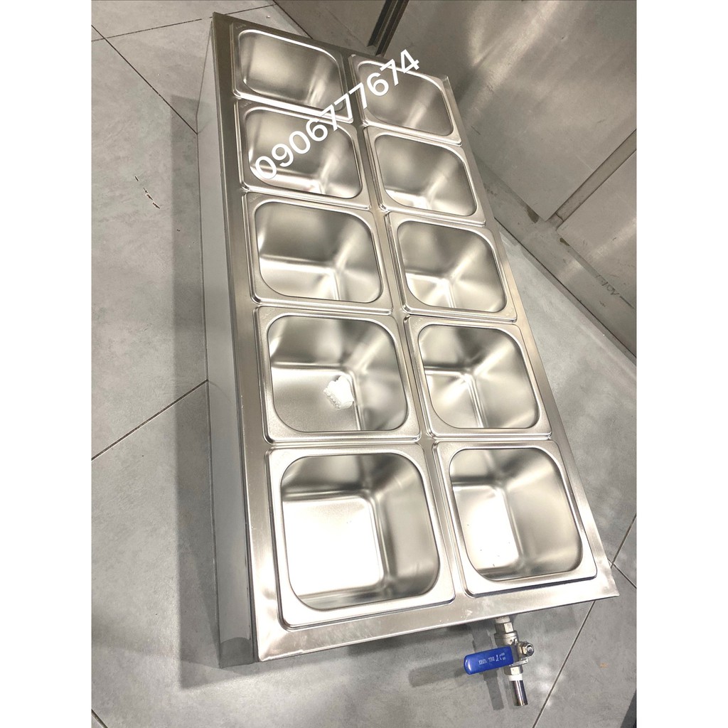 THÙNG GIỮ LẠNH VÀ KHAY INOX ĐỰNG TOPPING / BỘ 10 CÁI 1/6×10.