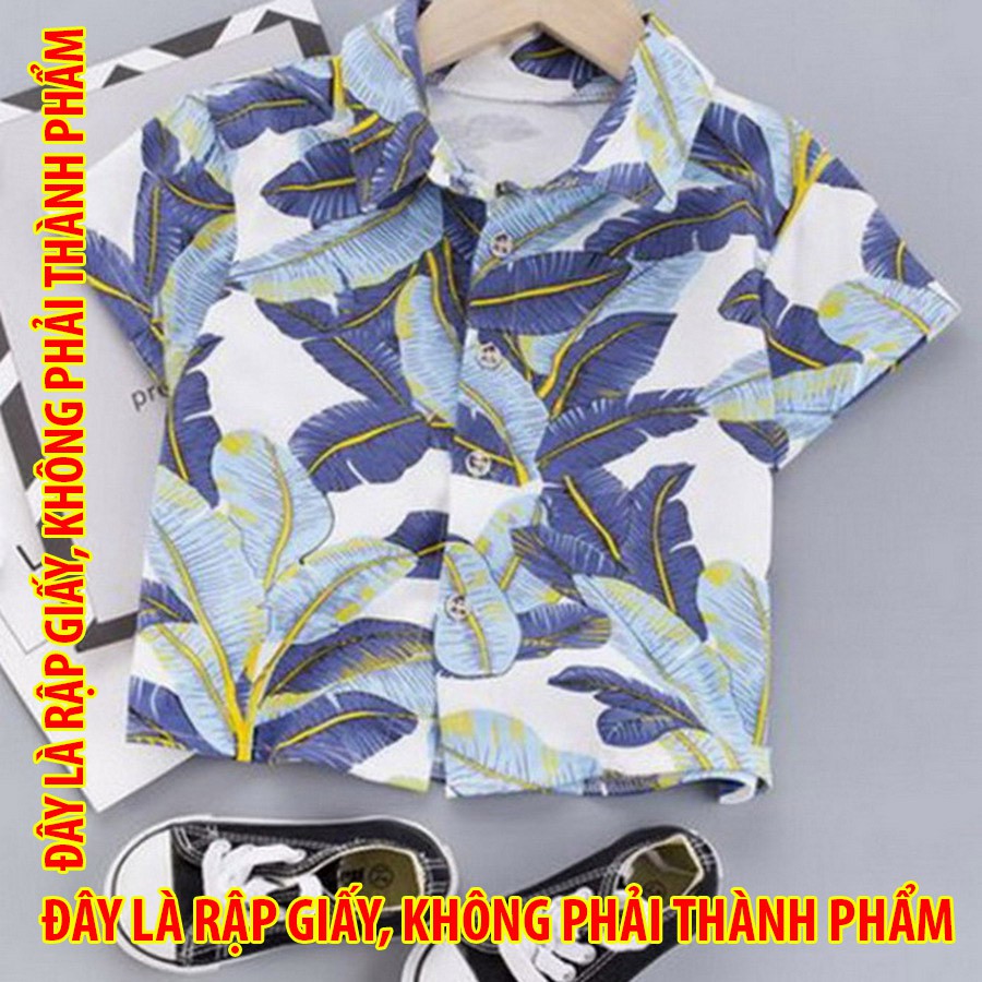 Rập giấy PC016 - Bộ sơmi Hawai + short đi biển bé trai