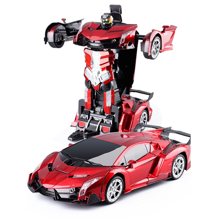 Xe cảnh sát điều khiển từ xa biến hình Robot, Ô tô đồ chơi có đèn , Sạc Pin nhanh, D9 Shop