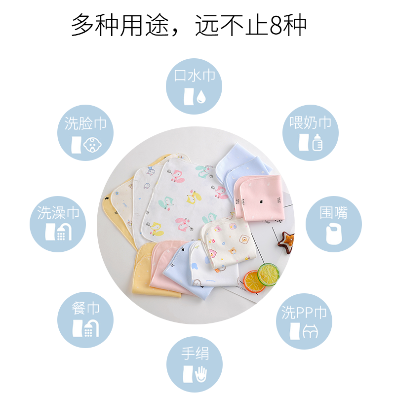 Set 12 khăn cotton kiểu vuông nhỏ nhắn dễ thương cho các bé