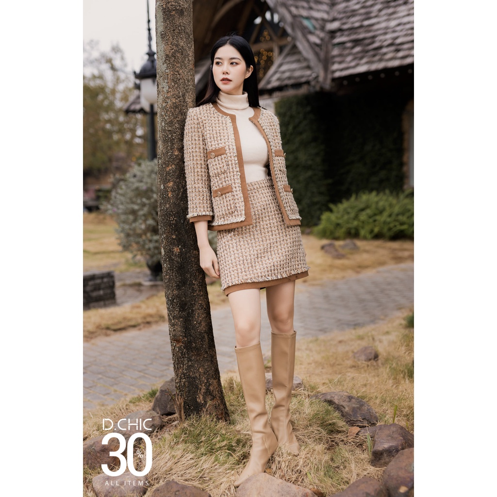 Áo khoác suông cổ tròn viền phối tay lỡ D.CHIC MS: 160533