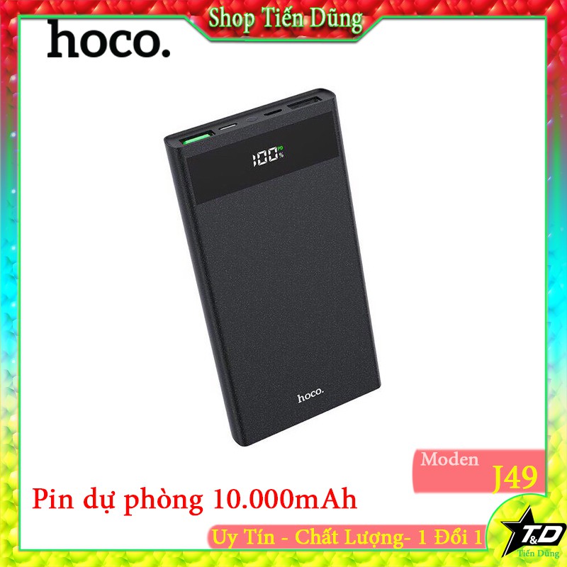 Pin dự phòng 10.000mAh hỗ trợ sạc nhanh QC3.0 Hoco J49 Jewel PD đầu ra kép USB/ Type-C và đầu vào Micro-USB/Type-C