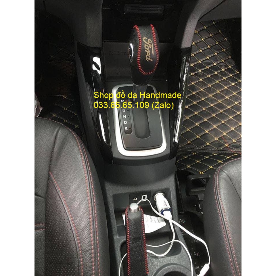 Bọc da cần số + phanh tay xe Ford Ecosport, Fiesta, Forcus  bằng da bò