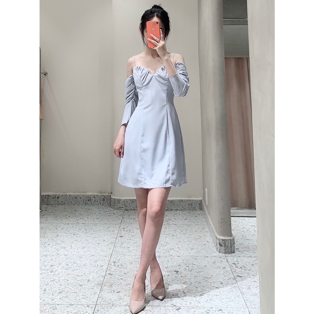 RECHIC Đầm ngắn Arin hai dây kiểu trễ vai nhún ngực xinh xắn gợi cảm dạo phố đi chơi đi tiệc | BigBuy360 - bigbuy360.vn