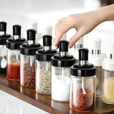 Hũ Đựng Gia Vi Thủy Tinh Hũ Gia Vị Kèm Muổng Lọ Đựng Gia Vị 250ML