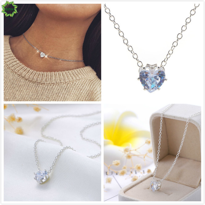 Dây Chuyền Mặt Trái Tim Đính Đá Thời Trang Cho Nữ