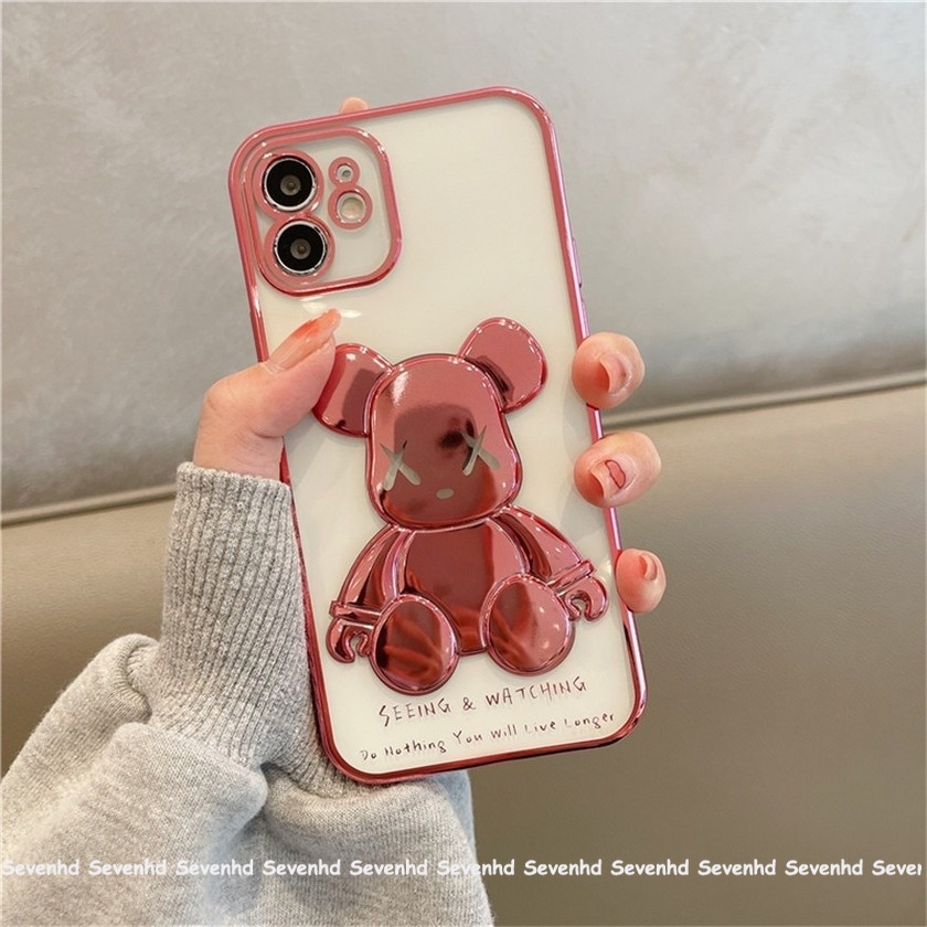 Ốp điện thoại mềm trong suốt mạ điện in hình Kaws thích hợp cho iPhone 13 Pro Max 12 11 Pro Max