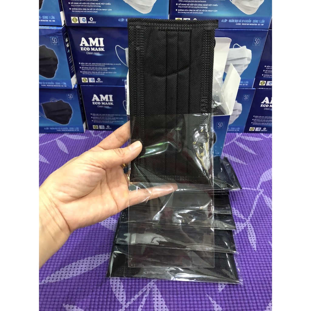 [ĐÓNG GÓI 1 CHIẾC/TÚI] 1 Hộp 50 Chiếc Khẩu Trang Y Tế 4 Lớp AMI CAO CẤP Chuẩn Kháng Khuẩn