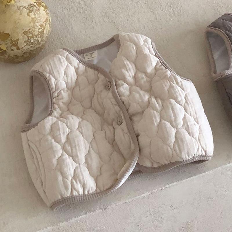 Áo khoác ghi lê hai lớp dày dặn phong cách retro thời trang thu đông cho bé