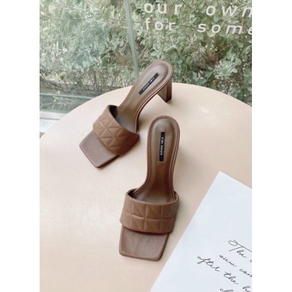 Guốc cao gót mũi vuông gót trụ cao 8.5cm