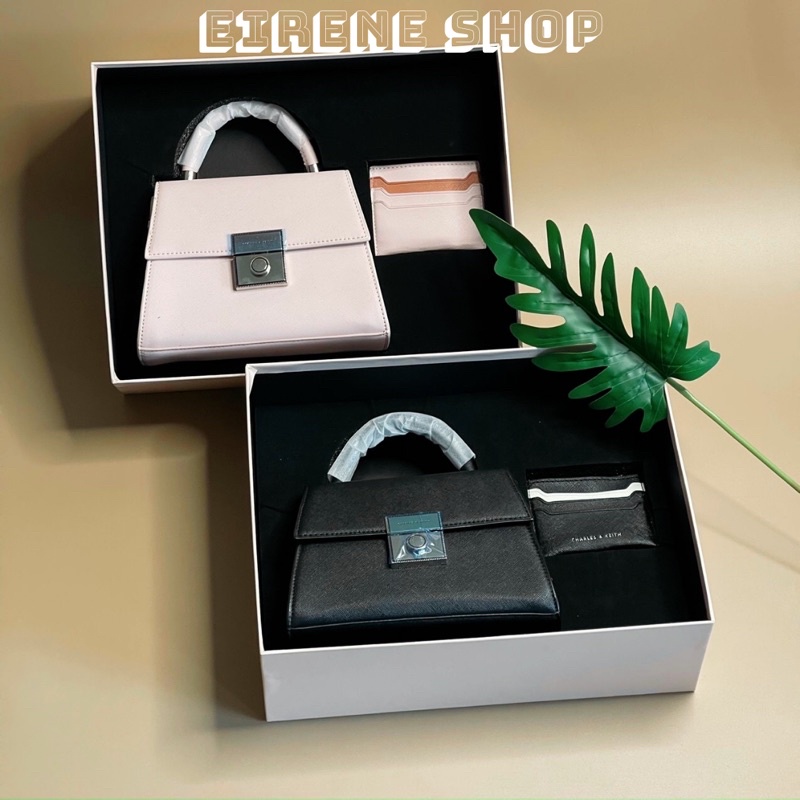 Gift Set Quà Tặng Phái Nữ Set CNK Túi Xách Quai Và Ví Đựng Thẻ Card Holder Fullbox